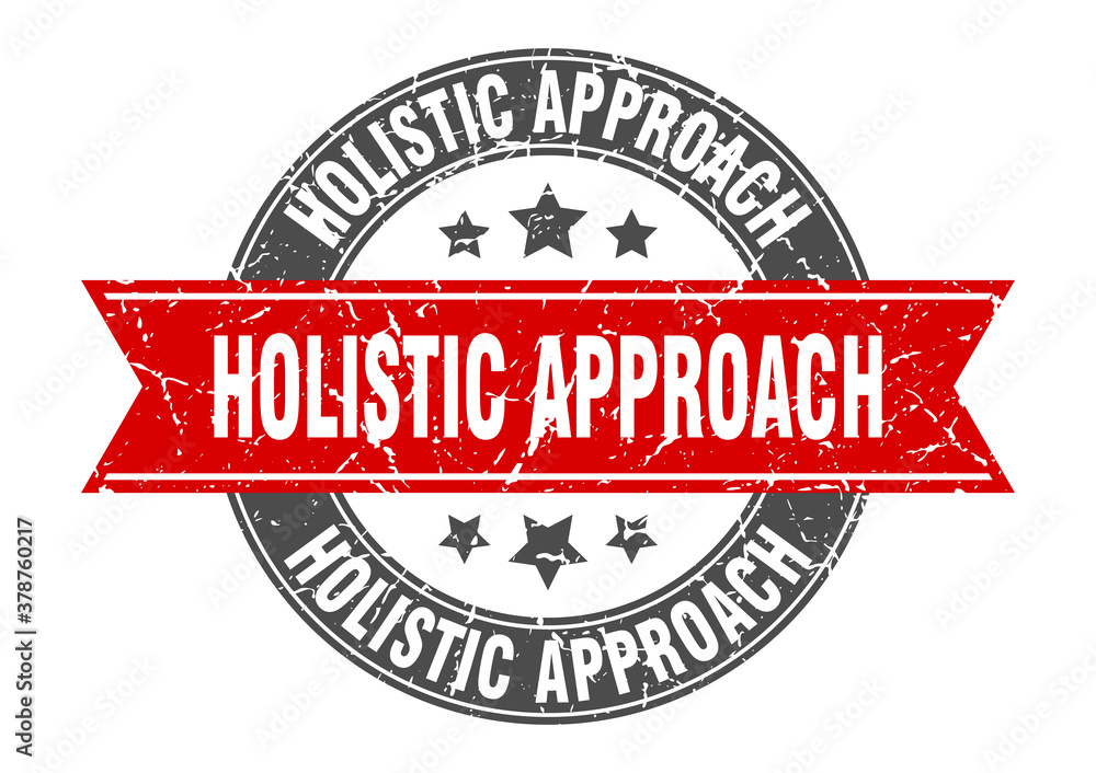 holistic approach round stamp with ribbon. label sign
