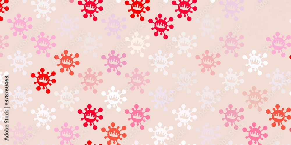 Light red vector backdrop with virus symbols. Light red vector backdrop with virus symbols.