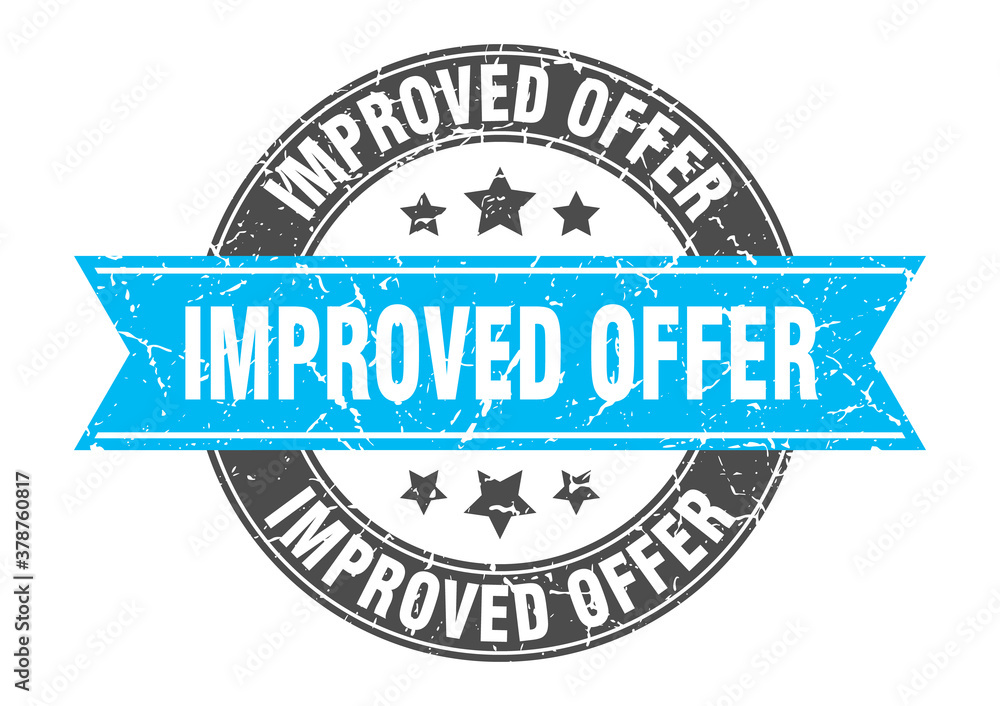 improved offer round stamp with ribbon. label sign improved offer round stamp with ribbon. label sign