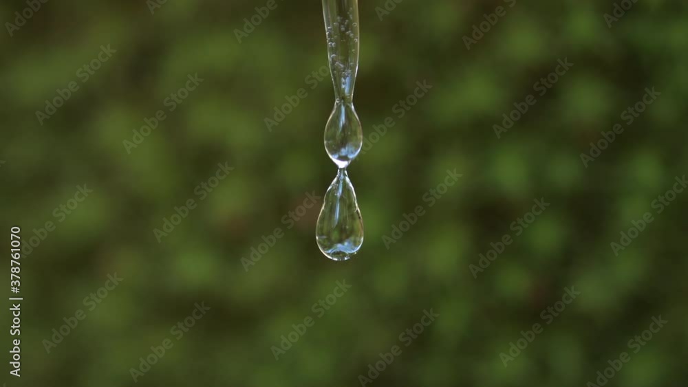Macro shot of water slowly dripping from an icicle. Tripod shot. Macro shot of water slowly dripping from an icicle. Tripod shot.