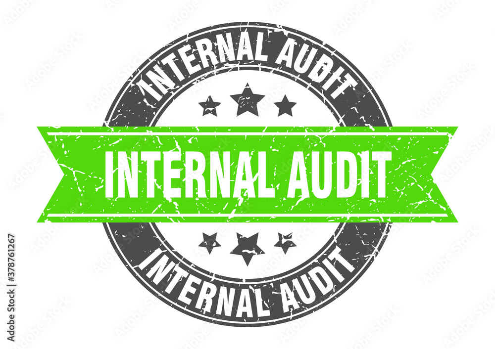 Obraz premium internal audit round stamp with ribbon. label sign