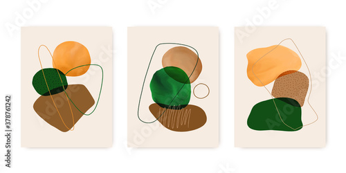 Set of cards, posters, backgrounds with abstract compositions. Contemporary art design. Stylish wall art collection. Modern colorful minimalcover, brochure, print vector collection.