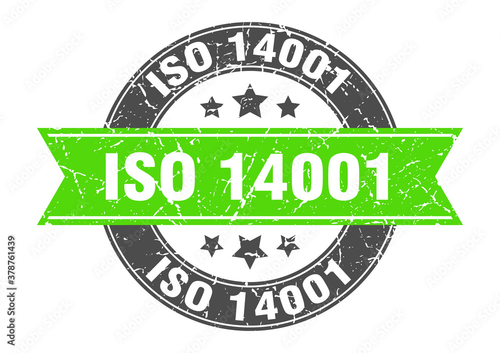 iso 14001 round stamp with ribbon. label sign