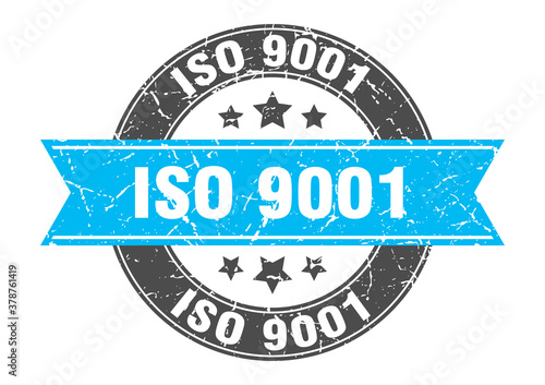 iso 9001 round stamp with ribbon. label sign