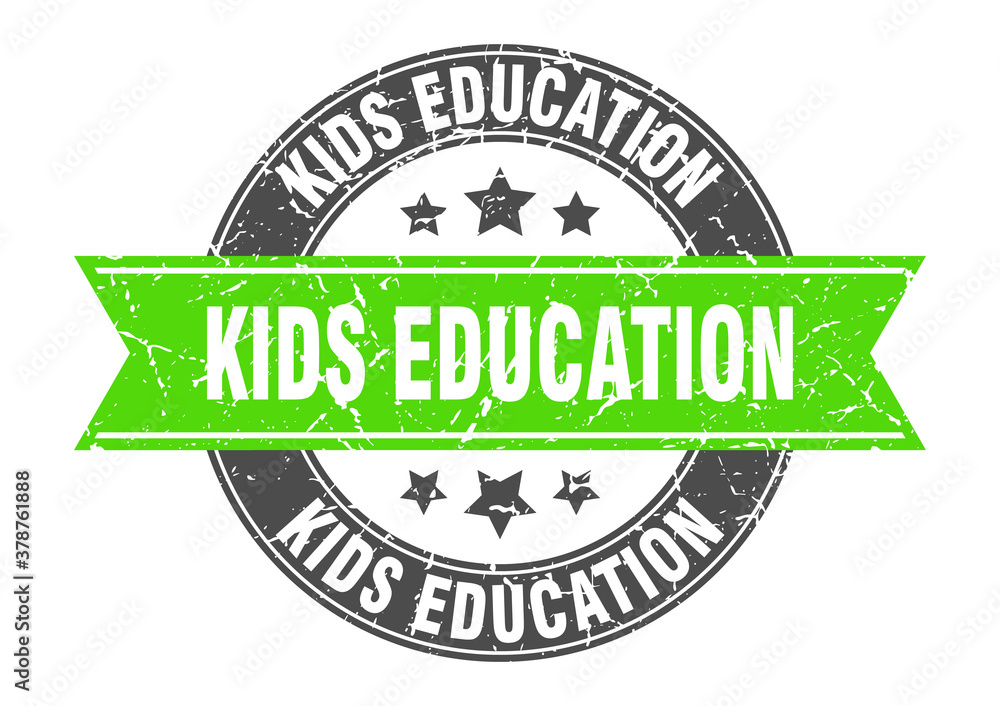 Obraz premium kids education round stamp with ribbon. label sign