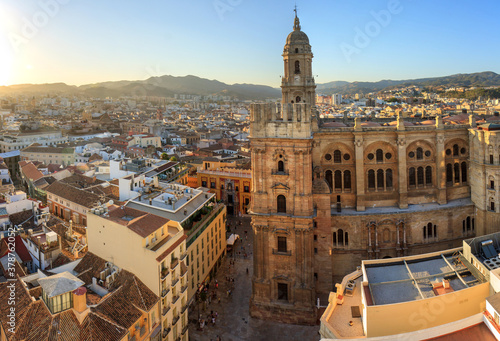 Malaga, Spain: elevated view of the cathedral or 