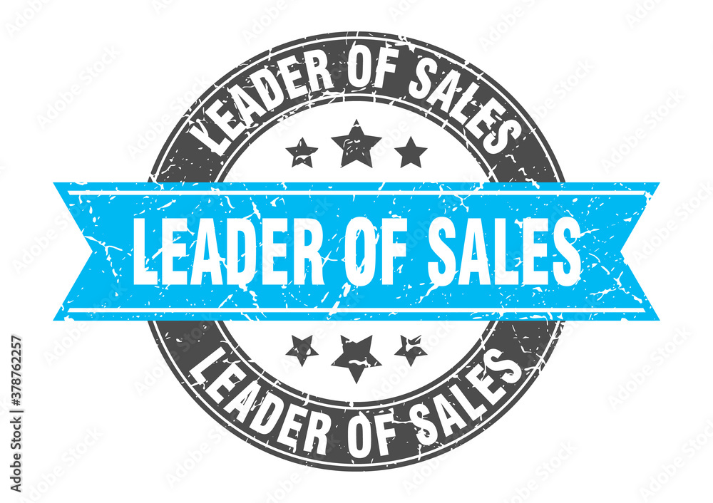 leader of sales round stamp with ribbon. label sign