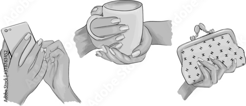 Vector icon hand with manicure nail design