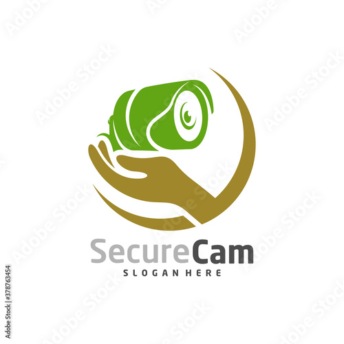 CCTV Camera with Care Logo Design Vector Template, Concept Symbol, Icon