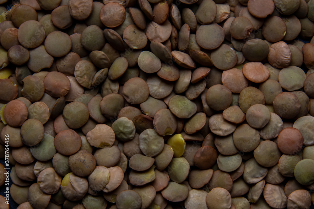 Pile of dry french green puy lentils, isolated on background Pile of dry french green puy lentils, isolated on background