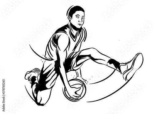Basketball player. Vector illustration.