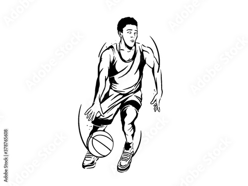 Basketball player. Vector illustration.