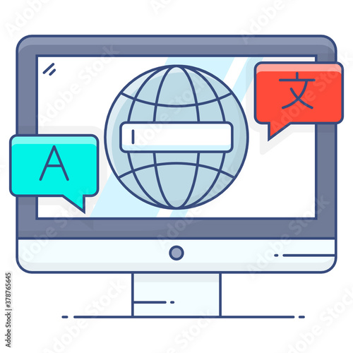 
Language translator icon in editable flat design 
