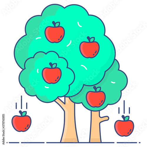 
Apples falling down showing concept of gravity icon
