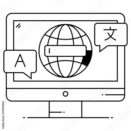 
Language translator icon in editable flat design 
