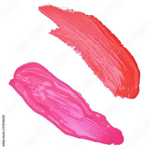 Smear lipstick on white background. Beauty and cosmetics background. Vector banner, label, tag
