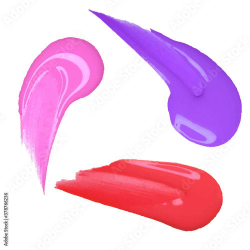 Smear lipstick on white background. Beauty and cosmetics background. Vector banner, label, tag