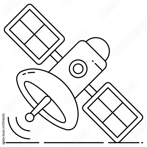
Artificial satellite or artificial spaceflight icon in flat style 
