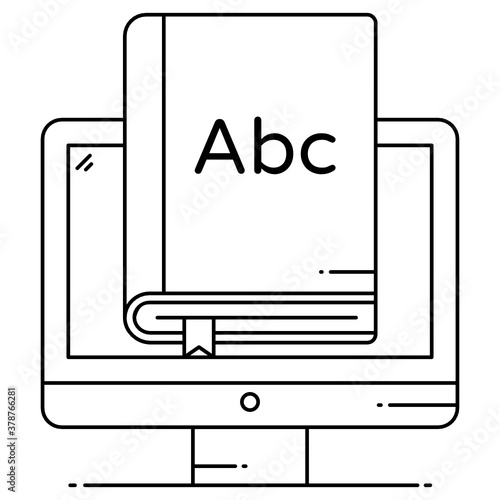 
An icon design of online library in flat design 
