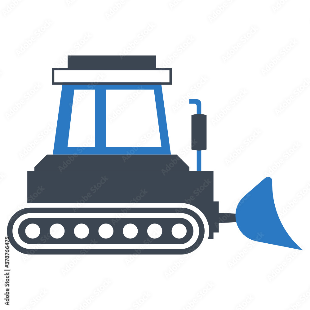 front scoop bulldozer concept vector icon , heavy equipment design, civil engineering and construction Symbol on White background front scoop bulldozer concept vector icon , heavy equipment design, civil engineering and construction Symbol on White background