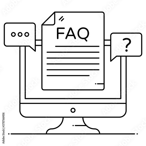 
An icon design of frequently ask question in flat style 
