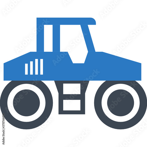 Tandem Vibratory Rollers Vector Icon Concept, Soil compactor Design, Road Roller Machine, civil engineering and construction Symbol on White background 