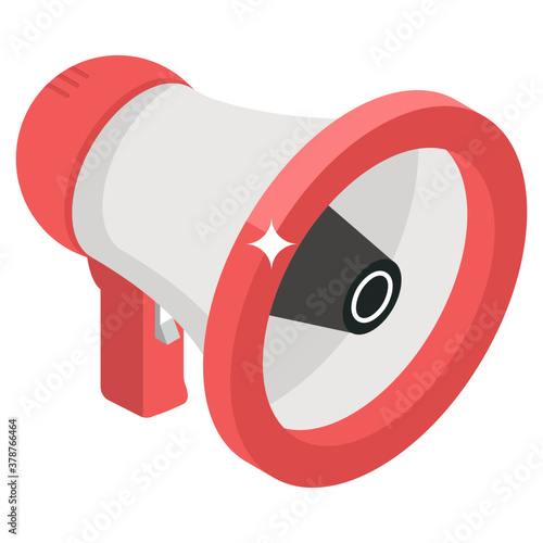 
Media promotion, megaphone icon in isometric style.
