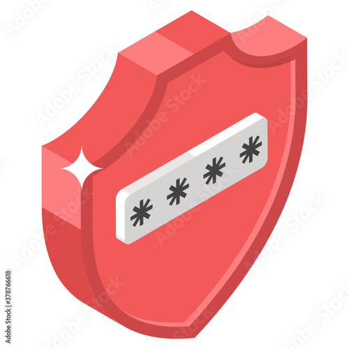 
Password on shield symbol of security shield icon.
