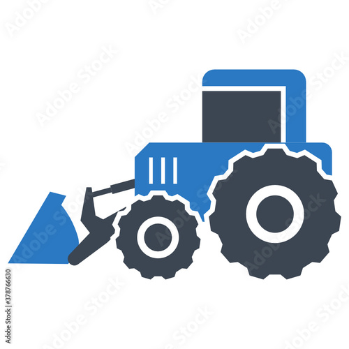 Self Leveling Front Loader hydraulic tractor concept vector icon design, construction and civil engineering machines Symbol on White background, Transport & Lifting heavy equipment 