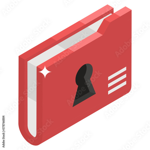 
Keyhole inside folder, folder access icon.
