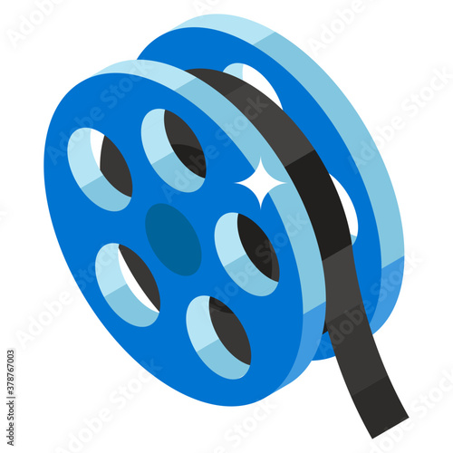 
Camera reel vector in isometric design 
