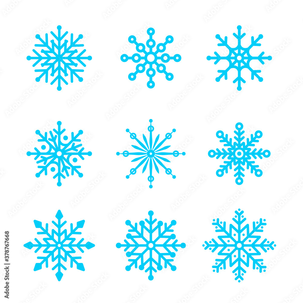 Set of blue snowflakes. Vector illustration for new year and christmas Set of blue snowflakes. Vector illustration for new year and christmas