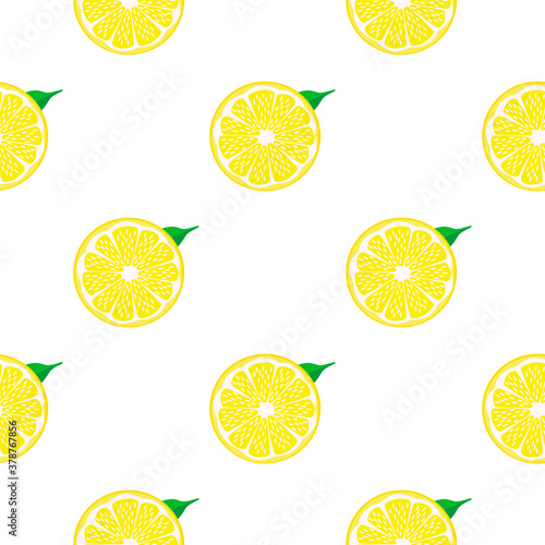 Illustration on theme big colored seamless yellow lemon