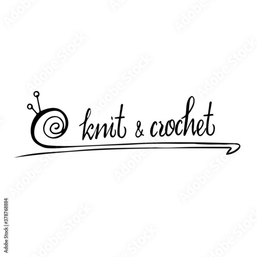 Vector lettering knitting and crocheting