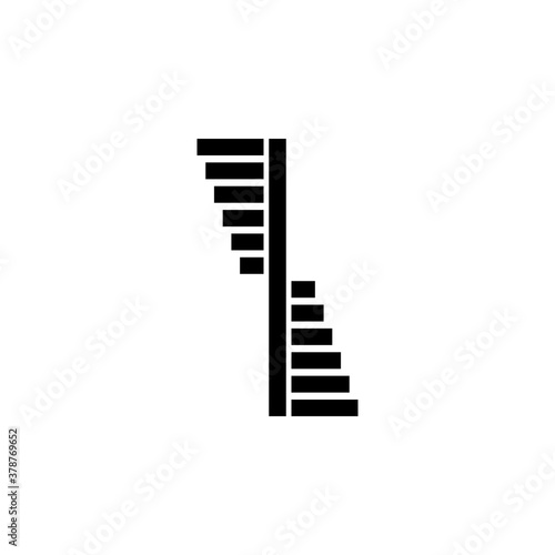 Spiral stairs logo, steps around the central support in a circle, staircase icon.