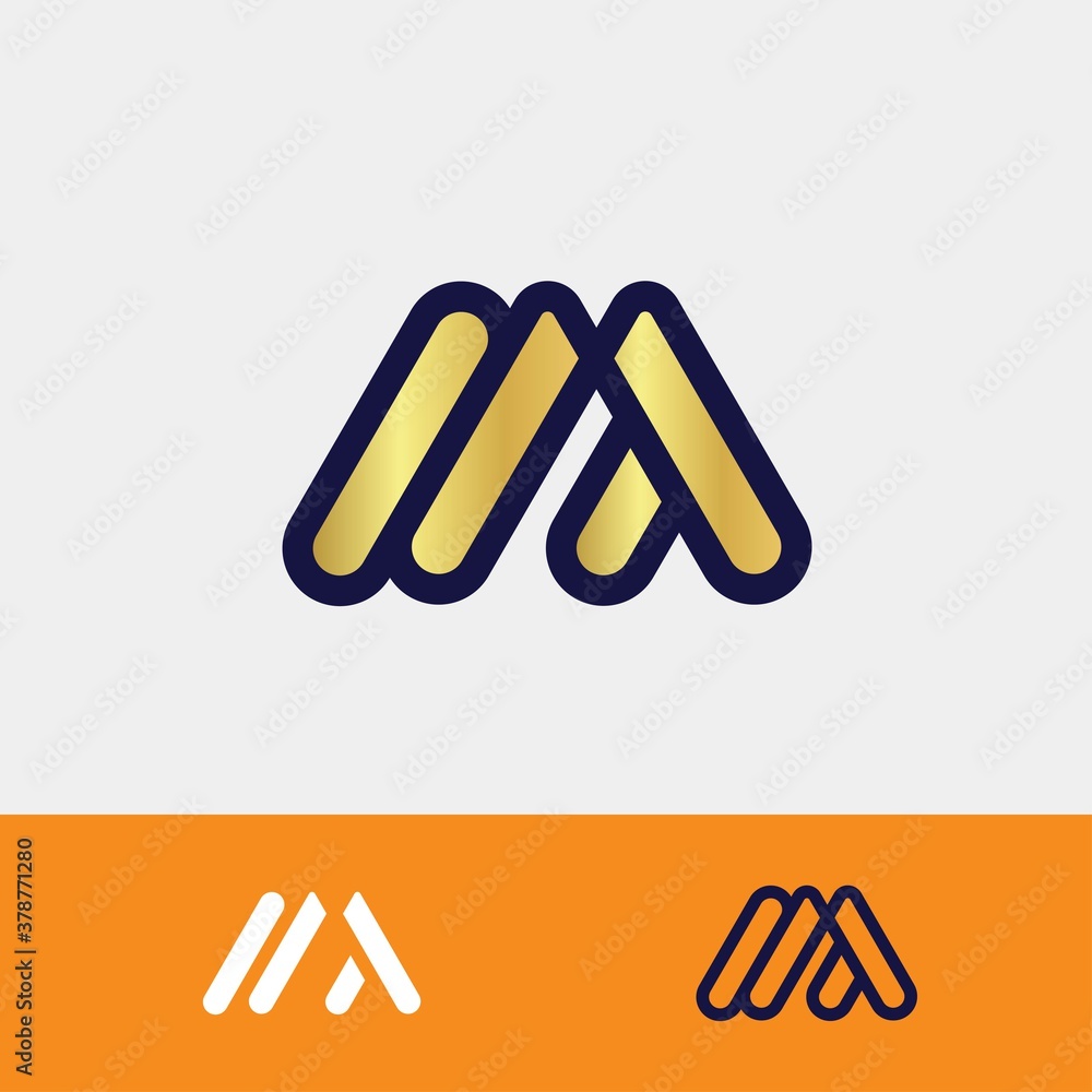 Letter M gold vector design illustration Letter M gold vector design illustration