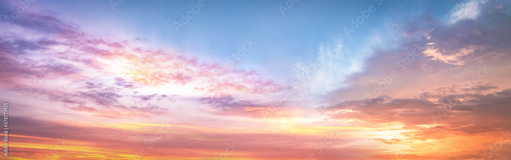 World environment day concept: Dramatic autumn sunset with twilight color sky and clouds background	