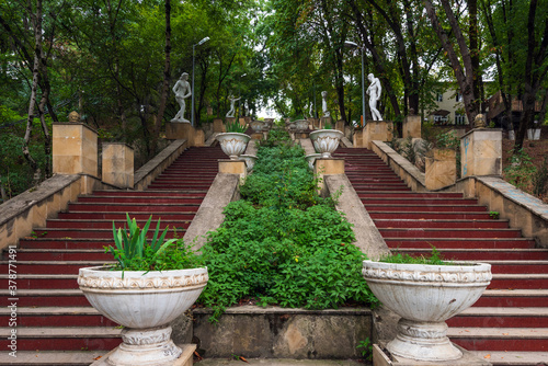 Old city park named after Nizami Ganjavi in Guba city, Azerbaijan