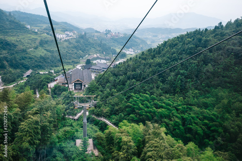 Cable car station at bottom of Wugong Mountain in Jiangxi, China