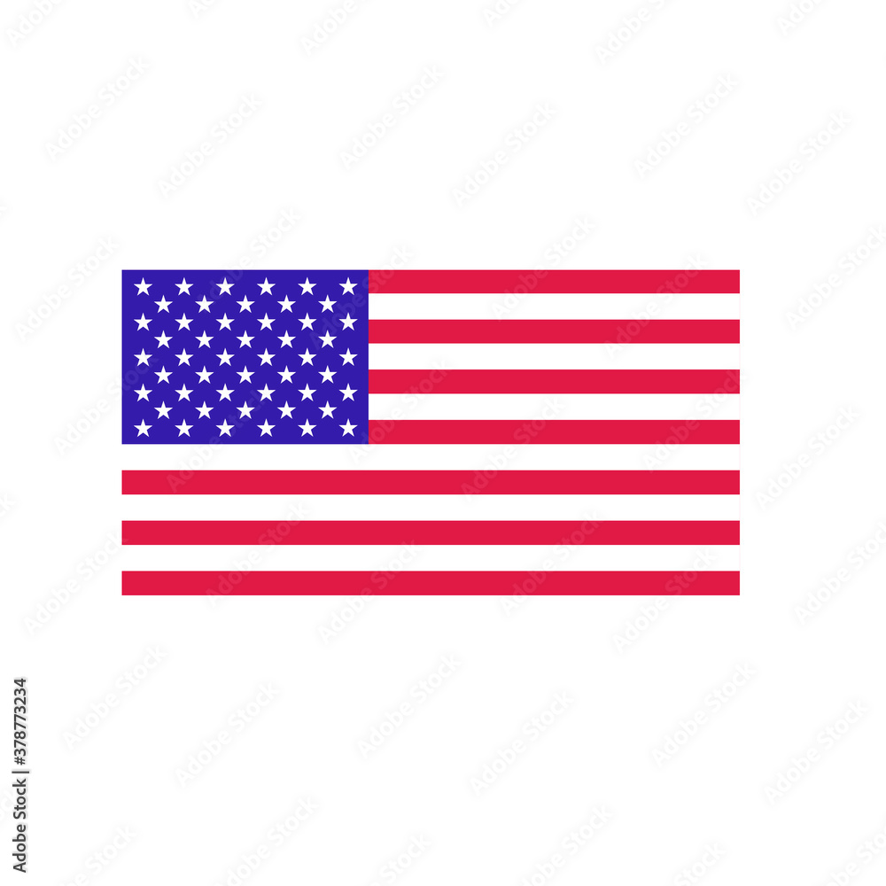 Flag of USA. America or Independence day icon flat style on an isolated white background Flag of USA. America or Independence day icon flat style on an isolated white background