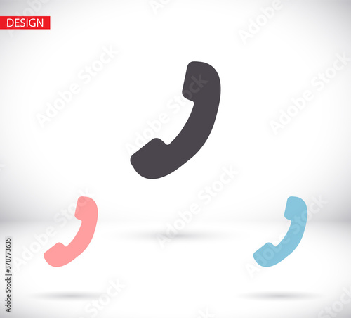 Phone vector icon in trendy flat style isolated on grey background. Handset vector icon with waves. Telephone symbol for your design, logo, UI. vector icon illustration