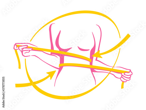 Weight loss - slim woman body silhouette with tape measure entwined around - conceptual vector illustration