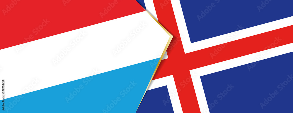 Luxembourg and Iceland flags, two vector flags.