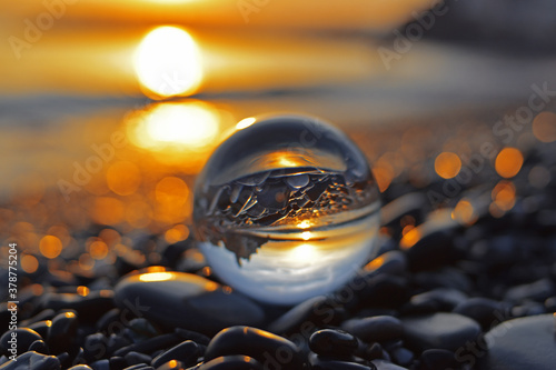 look at the panorama through the eye of the lensball photo