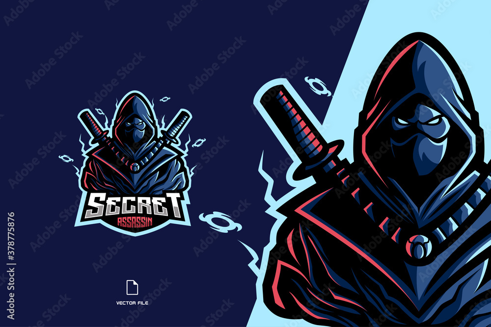 Vecteur Stock blue ninja assassin mascot logo character for esport game  team illustration | Adobe Stock