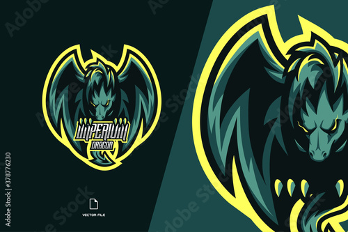green dragon mascot esport logo for sport game team illustration