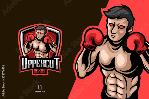 boxing mascot character game logo for sports team illustration