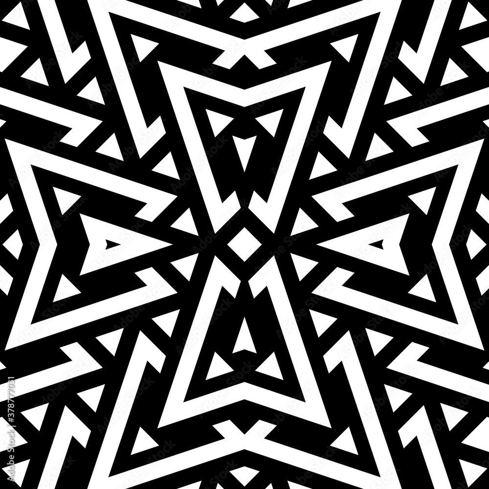 White figures on black background. Ethnic ornament. Repeated symmetrical shapes wallpaper. Seamless ornamental pattern surface design. Digital paper for page fill, web designing, textile print. Vector White figures on black background. Ethnic ornament. Repeated symmetrical shapes wallpaper. Seamless ornamental pattern surface design. Digital paper for page fill, web designing, textile print. Vector