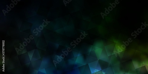 Dark Blue, Green vector background with triangles, cubes.