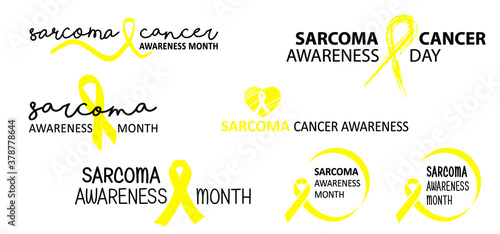 Hope awareness yellow or gold ribbon icon doodles World childhood cancer month, medical symbol in September. child, children symbol of suicide prevention, or endometriosis Sarcoma, bone cancer ribbons